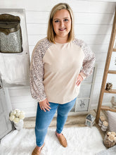 Load image into Gallery viewer, Ribbed and Leopard Print Long Sleeve Top

