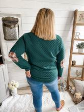 Load image into Gallery viewer, Green and Plaid Elbow Pad Quilted Pullover
