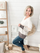 Load image into Gallery viewer, Colorblock V Neck Sweater
