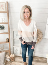 Load image into Gallery viewer, Colorblock V Neck Sweater
