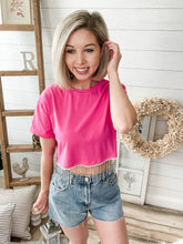 Load image into Gallery viewer, Rhinestone Fringe Crop Top
