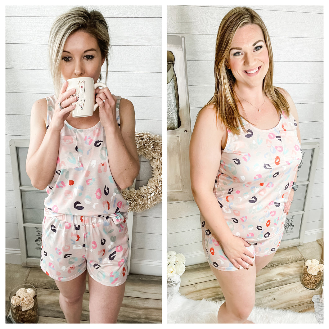 Multi Colored Leopard Print Loungewear Set