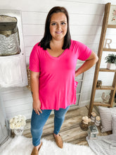 Load image into Gallery viewer, Plus Size Fuchsia Ruffled Side Slit Top
