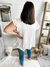 Load image into Gallery viewer, Plus Size Ivory Ruffled Sleeve Baby Doll Top
