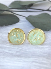 Load image into Gallery viewer, Mint Golden Chip Earrings With Golden Colored Flakes Nickel and Lead Free
