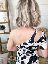 Load image into Gallery viewer, One Shoulder Cow Print Top
