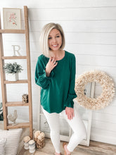 Load image into Gallery viewer, Hunter Green Bubble Sleeve Top
