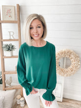 Load image into Gallery viewer, Hunter Green Bubble Sleeve Top
