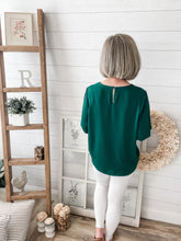 Load image into Gallery viewer, Hunter Green Bubble Sleeve Top
