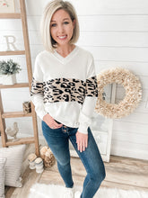 Load image into Gallery viewer, Leopard Accent V Neck Sweater
