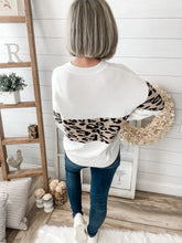 Load image into Gallery viewer, Leopard Accent V Neck Sweater
