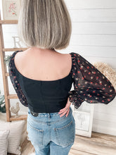 Load image into Gallery viewer, Floral Mesh Sleeve Top
