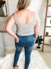 Load image into Gallery viewer, Textured Scoop Neck Tank Top Bodysuit plus size
