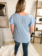 Load image into Gallery viewer, Double Layered Ruffle Sleeve Top with keyhole plus size

