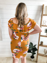 Load image into Gallery viewer, Floral Wide Strip Double Layer Frill Dress plus size
