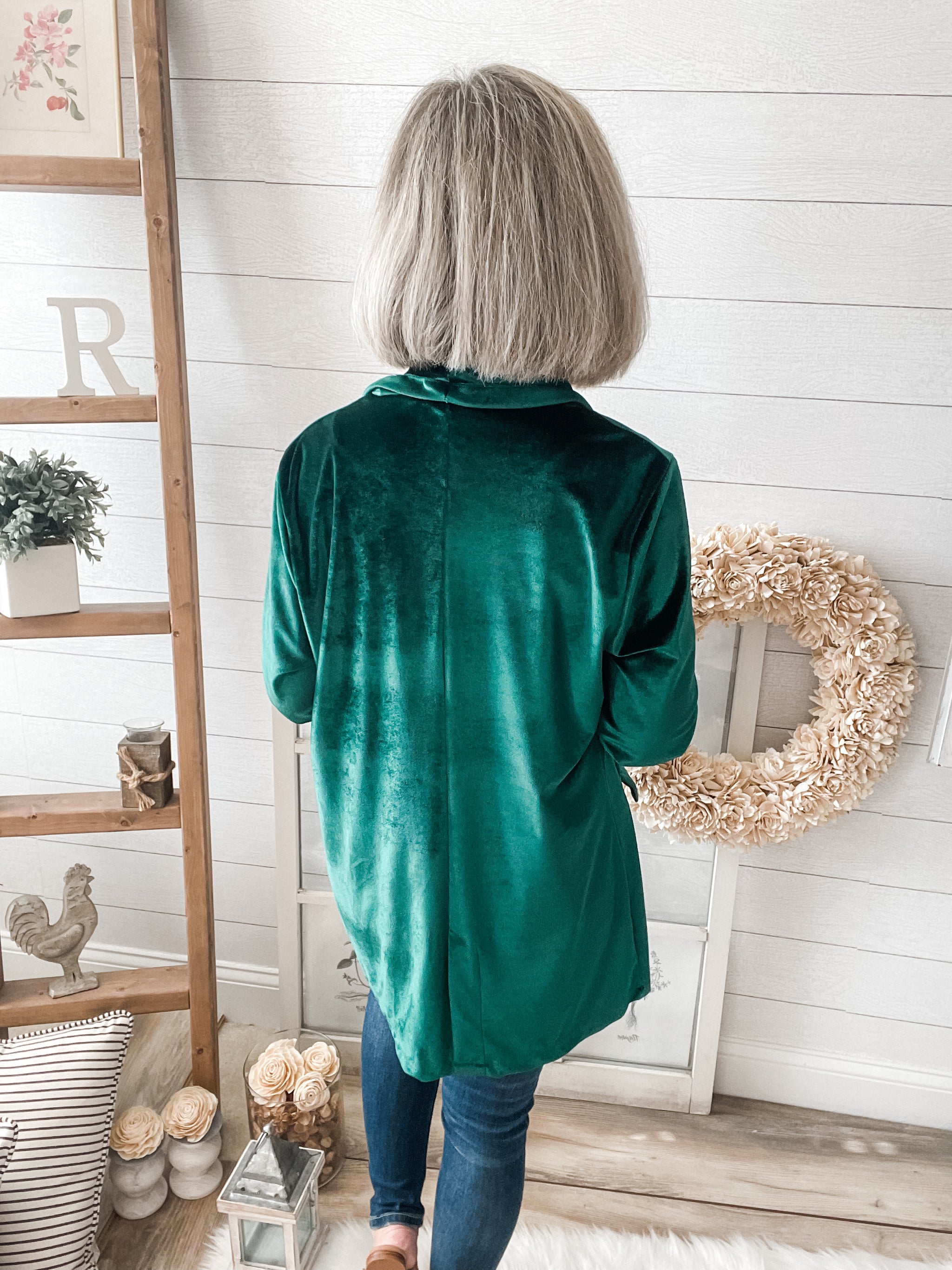 Hunter Green Velvet Looking Blazer – Saluda Rose Boutique