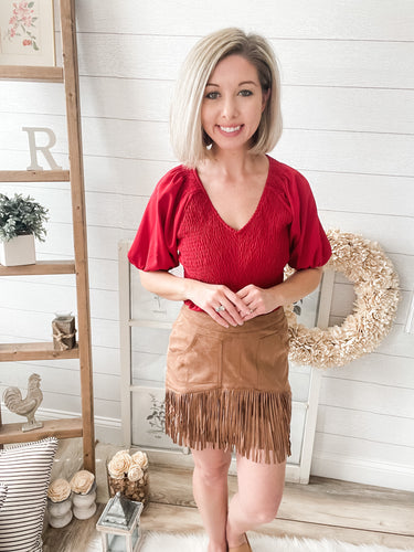 Brown Tassel Mini Skirt