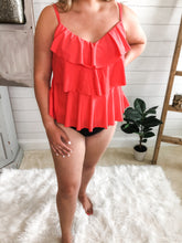Load image into Gallery viewer, Plus Size Ruffle Bathing Suit Top and High Waist Ruching Bottoms Swimsuit Set
