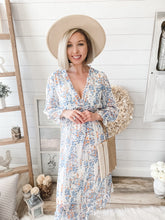Load image into Gallery viewer, V-Neck Floral Print Ruffled Midi Dress
