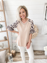 Load image into Gallery viewer, Mixed Leopard Waffle Knit Top
