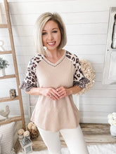 Load image into Gallery viewer, Mixed Leopard Waffle Knit Top

