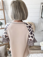 Load image into Gallery viewer, Mixed Leopard Waffle Knit Top
