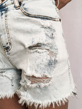 Load image into Gallery viewer, Acid Wash Distressed High Rise Jean Shorts
