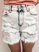 Load image into Gallery viewer, Acid Wash Distressed High Rise Jean Shorts
