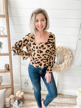 Load image into Gallery viewer, Leopard Print Tiered Long Sleeve Top
