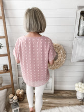 Load image into Gallery viewer, Dusty Pink Swiss Dot Crew Neck Top
