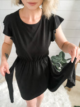 Load image into Gallery viewer, Tie Around Waist Ruffled Sleeve Dress
