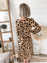 Load image into Gallery viewer, Leopard Print Long Sleeve Midi Dress
