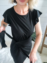 Load image into Gallery viewer, Tie Around Waist Ruffled Sleeve Dress

