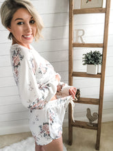 Load image into Gallery viewer, White Floral Round Neck Long Sleeve Loungewear Set
