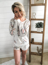 Load image into Gallery viewer, White Floral Round Neck Long Sleeve Loungewear Set
