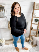 Load image into Gallery viewer, Plus Size Wooden Button Long Sleeve Top
