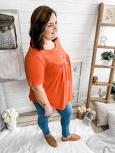 Load image into Gallery viewer, Plus Size Orange Buttoned Top
