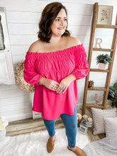 Load image into Gallery viewer, Plus Size Fuchsia Smocked Off-Shoulder Top
