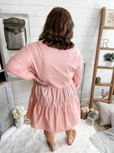 Load image into Gallery viewer, Plus Size Pink Buttoned Tiered Dress
