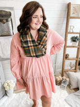 Load image into Gallery viewer, Plus Size Pink Buttoned Tiered Dress
