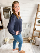 Load image into Gallery viewer, Navy V Neck Top
