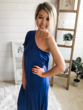 Load image into Gallery viewer, One Sided Shoulder Maxi Dress With Side Slit
