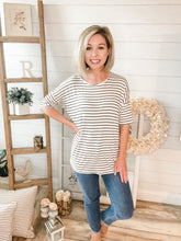 Load image into Gallery viewer, Black and White Short Sleeve Stripe Top
