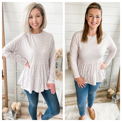 Faded Leopard Print Babydoll Top