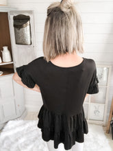 Load image into Gallery viewer, Round Neck Ruffled Short Sleeve Babydoll Top

