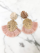 Load image into Gallery viewer, Double Leaf Dusty Rose Earrings
