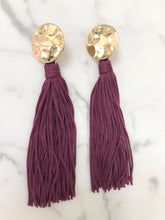Load image into Gallery viewer, Shiny Hammered Gold Color Wine Long Tassel Earrings
