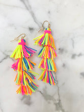 Load image into Gallery viewer, Neon Multi Layered Tassel Earrings
