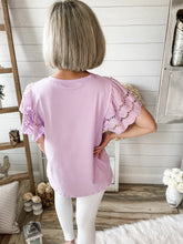 Load image into Gallery viewer, Lavender Flare Scalloped Sleeve Top
