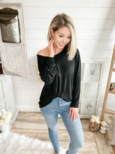 Load image into Gallery viewer, Black Long Sleeve Cut Out Back Top
